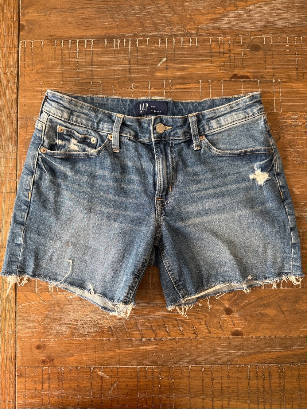 GAP Light Blue Distressed Denim Jean Shorts